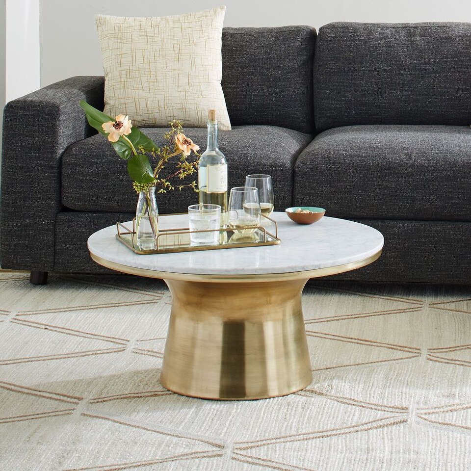 MarbleTopped Pedestal Coffee Table (77 cm) West Elm Australia
